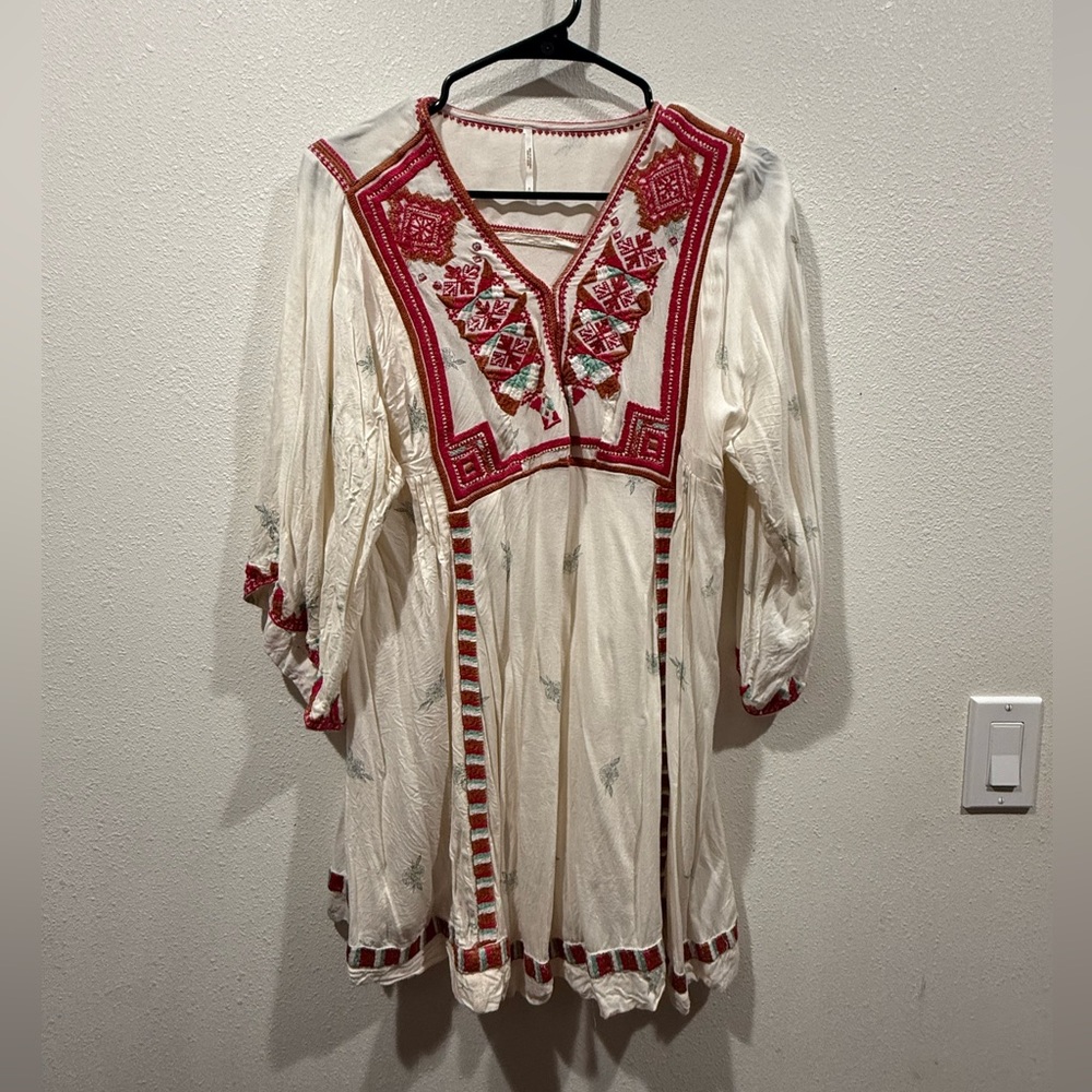 Free People boho embroidered swing dress sz S